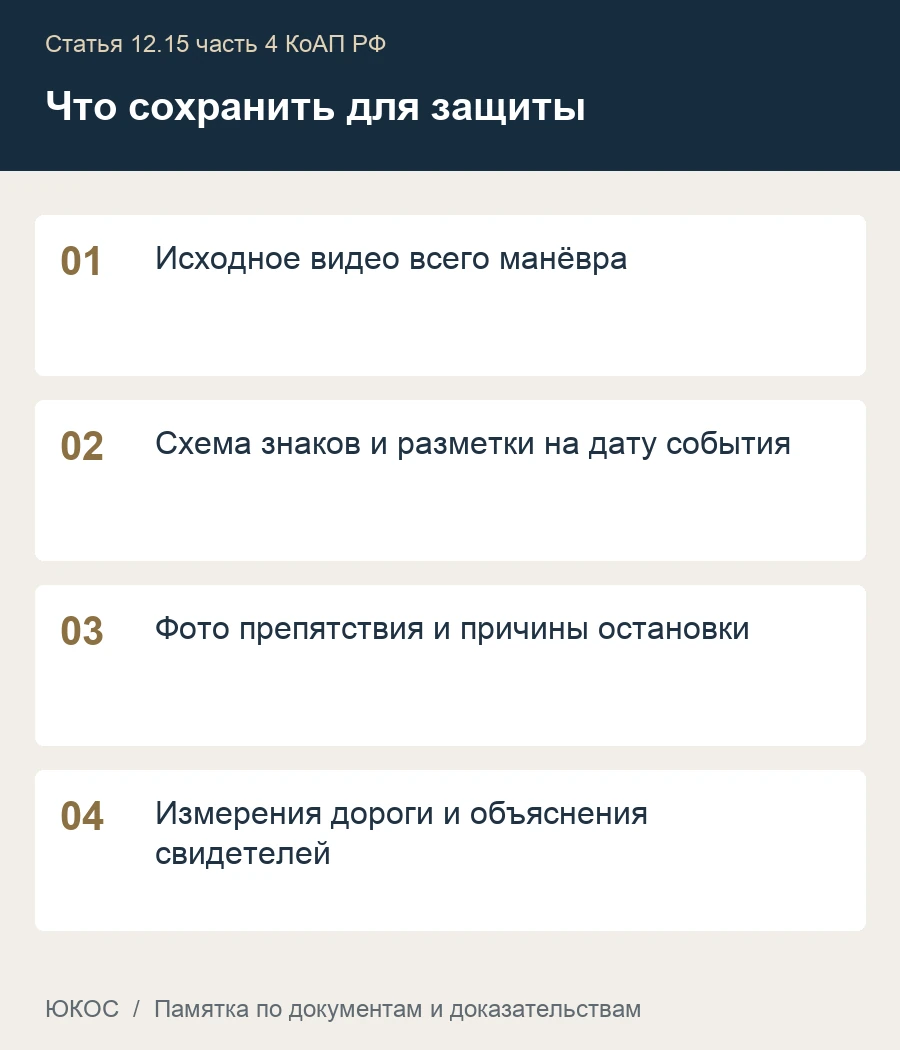 Встречная полоса и сплошная: обгон, объезд препятствия и ошибка квалификации 1 Памятка: исходное видео всего манёвра, схема знаков и разметки на дату события, фото препятствия и причины остановки, измерения дороги и объяснения свидетелей