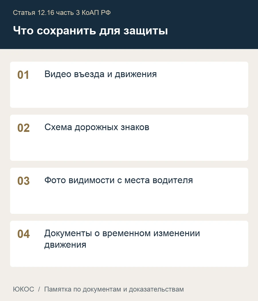 Памятка: видео въезда и движения, схема дорожных знаков, фото видимости с места водителя, документы о временном изменении движения